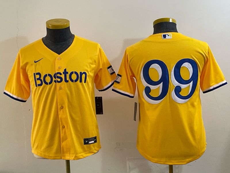 Youth 2025 Boston Red Sox #99 No Name Yellow Nike MLB Jersey 02